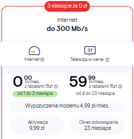 Oferta internetu do 300 Mb/s